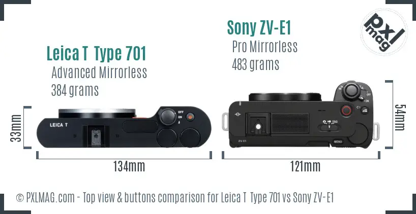 Leica T  Type 701 vs Sony ZV-E1 top view buttons comparison