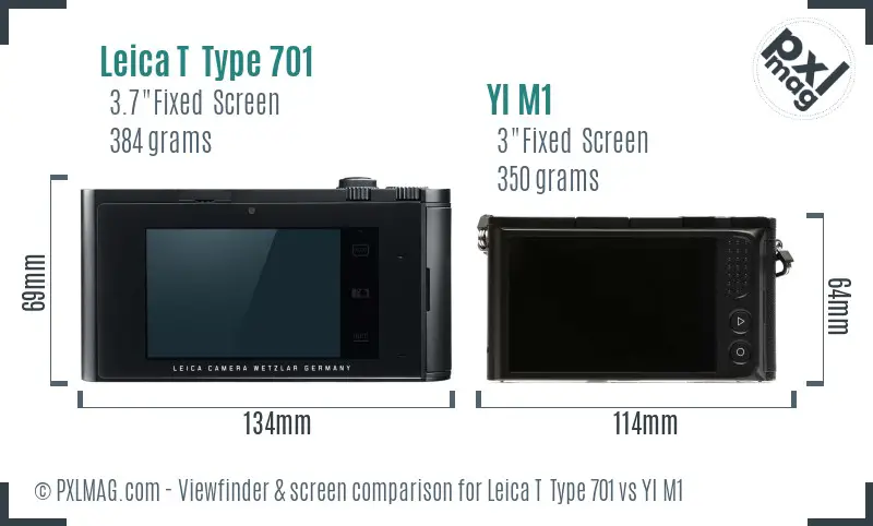 Leica T  Type 701 vs YI M1 Screen and Viewfinder comparison