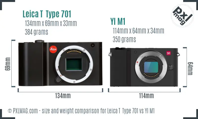 Leica T  Type 701 vs YI M1 size comparison