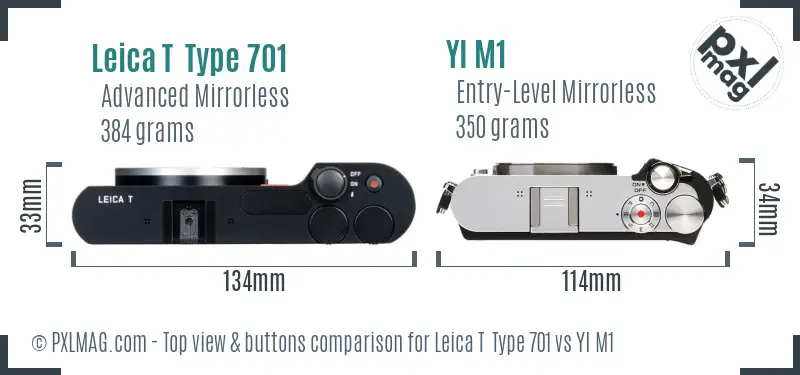 Leica T  Type 701 vs YI M1 top view buttons comparison