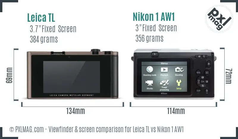 Leica TL vs Nikon 1 AW1 Screen and Viewfinder comparison