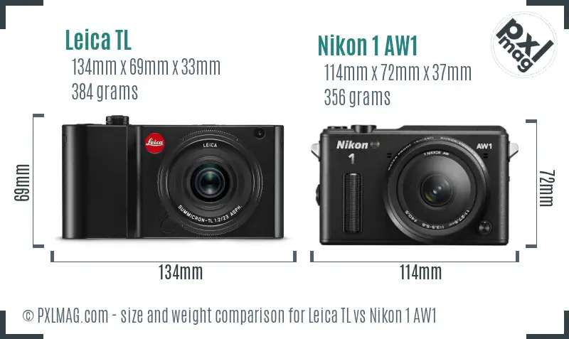 Leica TL vs Nikon 1 AW1 size comparison