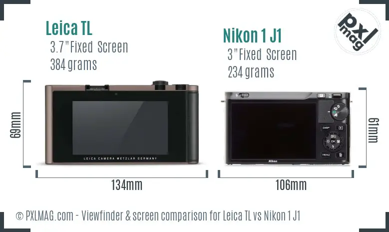 Leica TL vs Nikon 1 J1 Screen and Viewfinder comparison
