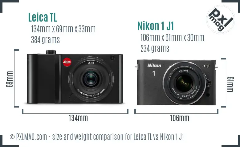 Leica TL vs Nikon 1 J1 size comparison