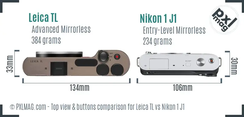 Leica TL vs Nikon 1 J1 top view buttons comparison