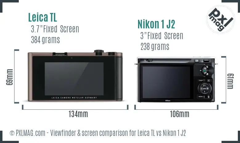 Leica TL vs Nikon 1 J2 Screen and Viewfinder comparison
