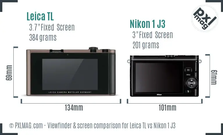 Leica TL vs Nikon 1 J3 Screen and Viewfinder comparison