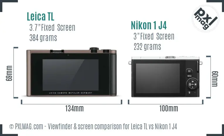 Leica TL vs Nikon 1 J4 Screen and Viewfinder comparison Leica TL vs Nikon 1 J4 Screen and Viewfinder comparison