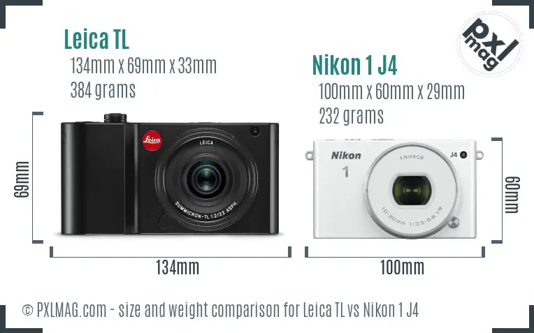 Leica TL vs Nikon 1 J4 size comparison Leica TL vs Nikon 1 J4 size comparison