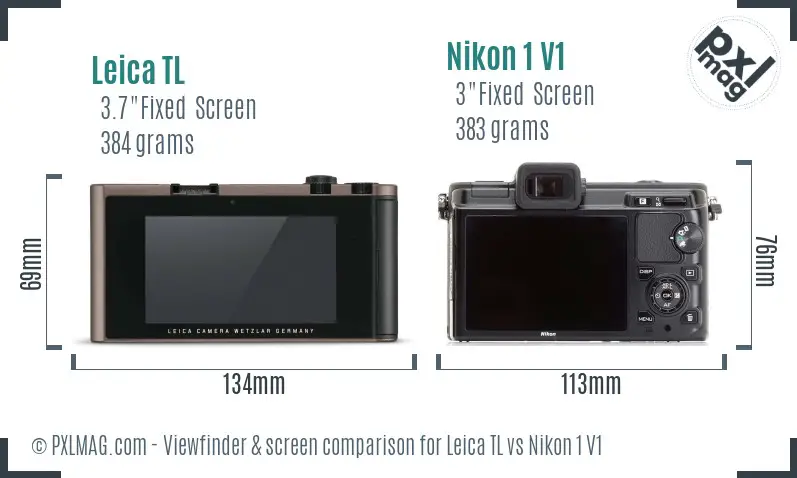 Leica TL vs Nikon 1 V1 Screen and Viewfinder comparison