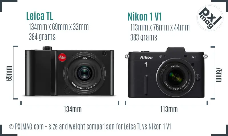 Leica TL vs Nikon 1 V1 size comparison