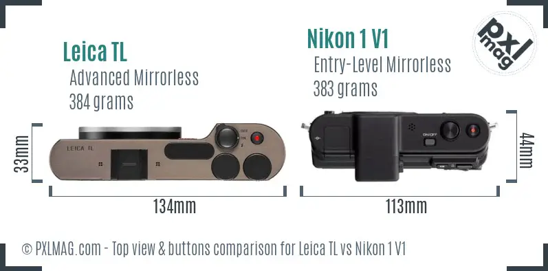 Leica TL vs Nikon 1 V1 top view buttons comparison