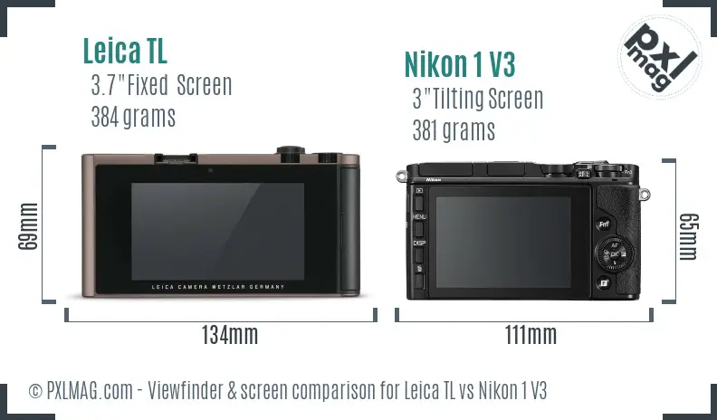 Leica TL vs Nikon 1 V3 Screen and Viewfinder comparison