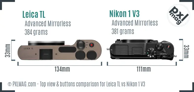 Leica TL vs Nikon 1 V3 top view buttons comparison