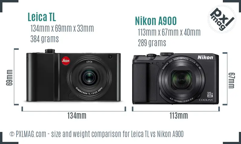 Leica TL vs Nikon A900 size comparison
