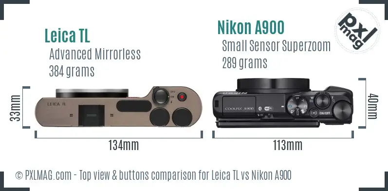 Leica TL vs Nikon A900 top view buttons comparison