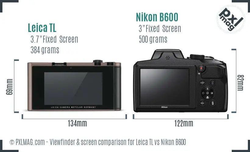 Leica TL vs Nikon B600 Screen and Viewfinder comparison