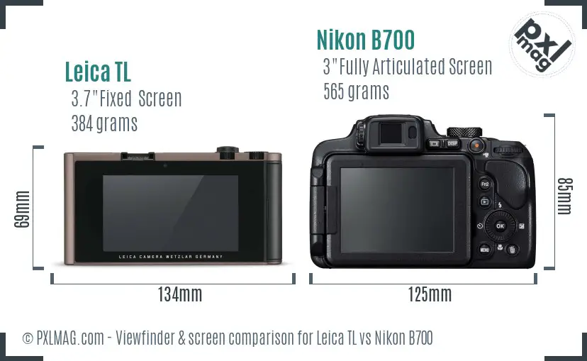 Leica TL vs Nikon B700 Screen and Viewfinder comparison