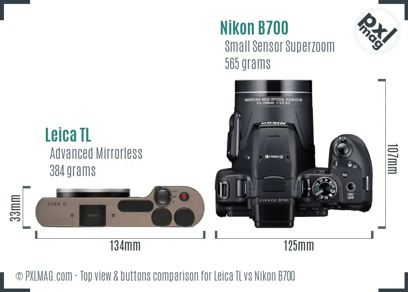 Leica TL vs Nikon B700 top view buttons comparison