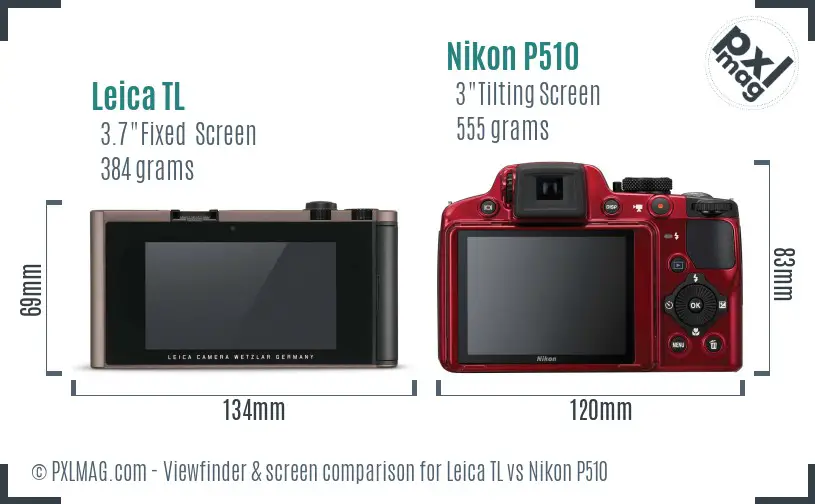 Leica TL vs Nikon P510 Screen and Viewfinder comparison