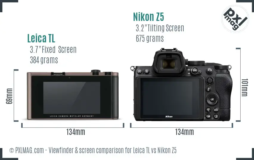 Leica TL vs Nikon Z5 Screen and Viewfinder comparison
