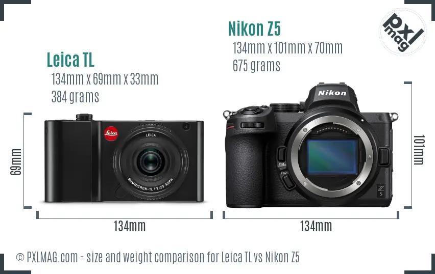 Leica TL vs Nikon Z5 size comparison
