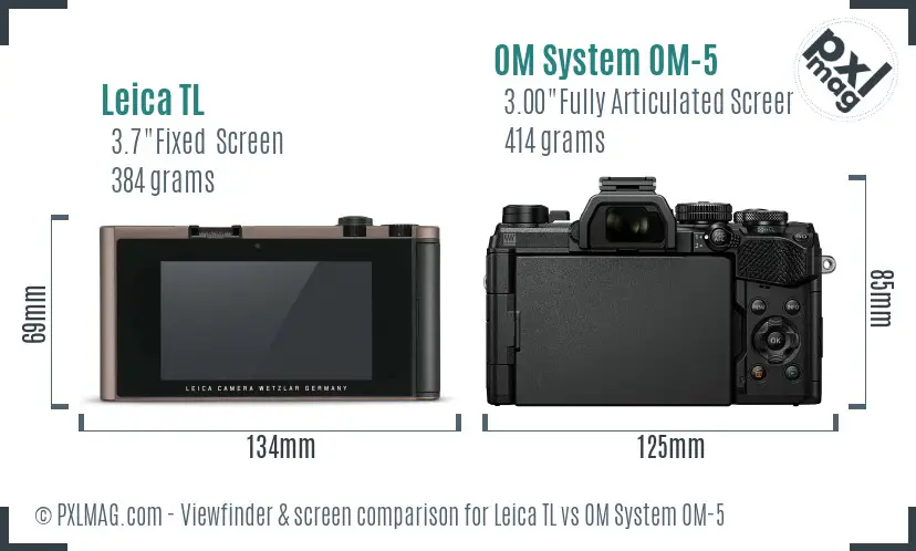 Leica TL vs OM System OM-5 Screen and Viewfinder comparison