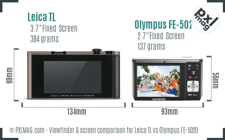 Leica TL vs Olympus FE-5020 Screen and Viewfinder comparison