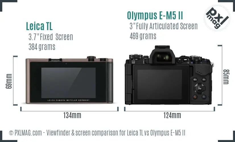 Leica TL vs Olympus E-M5 II Screen and Viewfinder comparison