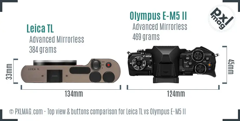 Leica TL vs Olympus E-M5 II top view buttons comparison