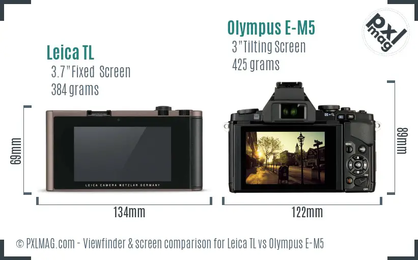 Leica TL vs Olympus E-M5 Screen and Viewfinder comparison