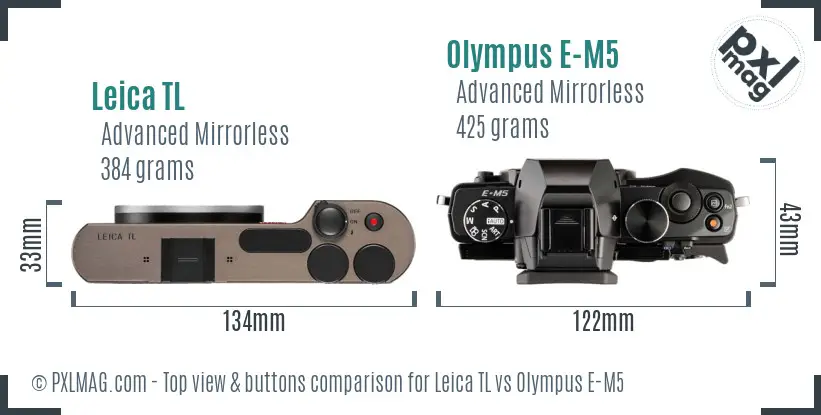 Leica TL vs Olympus E-M5 top view buttons comparison