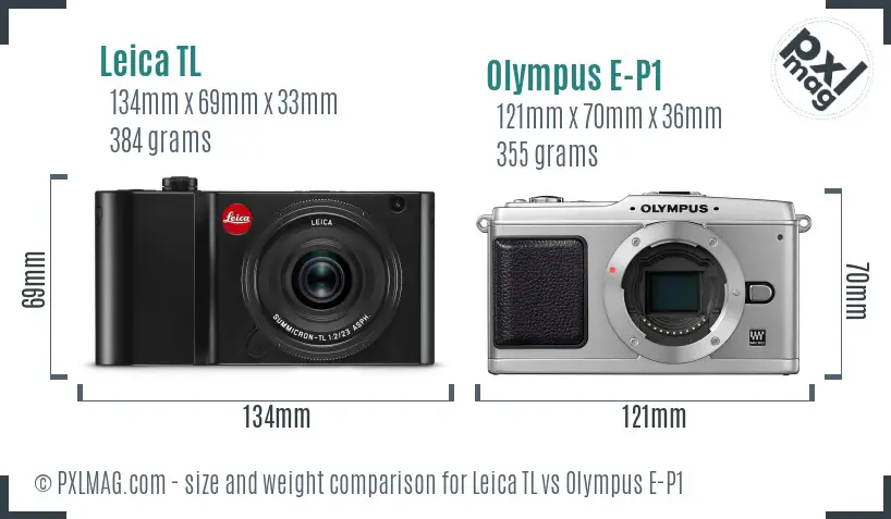 Leica TL vs Olympus E-P1 size comparison