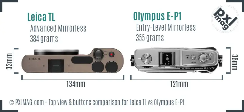 Leica TL vs Olympus E-P1 top view buttons comparison