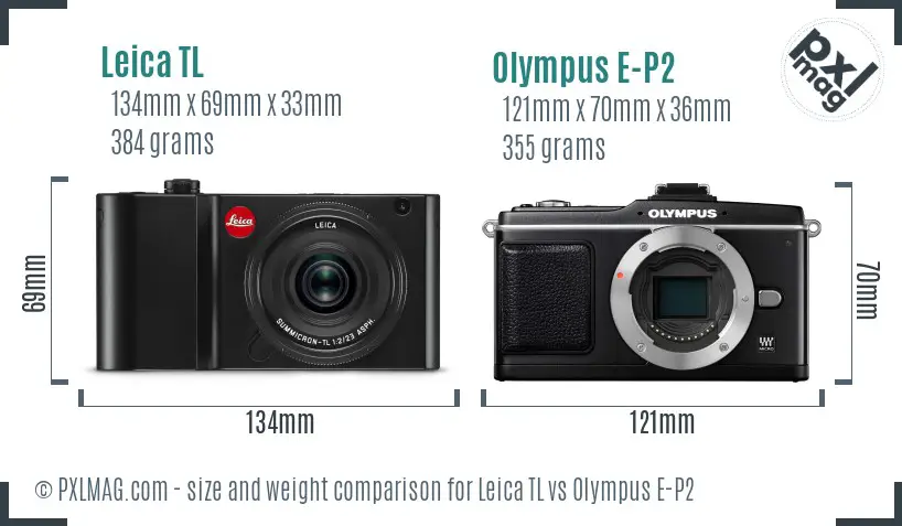 Leica TL vs Olympus E-P2 size comparison