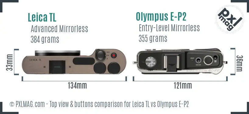 Leica TL vs Olympus E-P2 top view buttons comparison