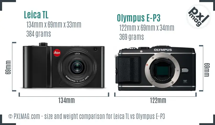 Leica TL vs Olympus E-P3 size comparison