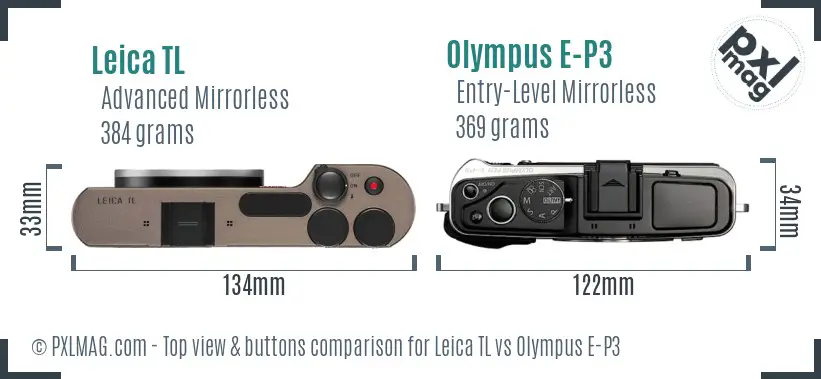 Leica TL vs Olympus E-P3 top view buttons comparison