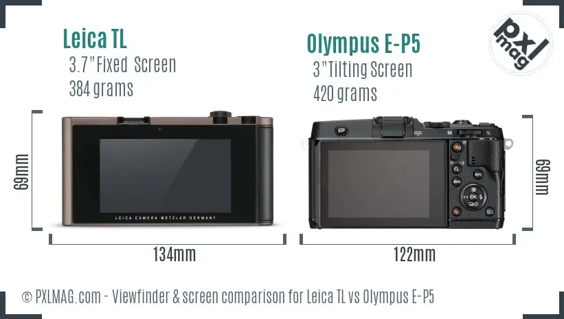 Leica TL vs Olympus E-P5 Screen and Viewfinder comparison