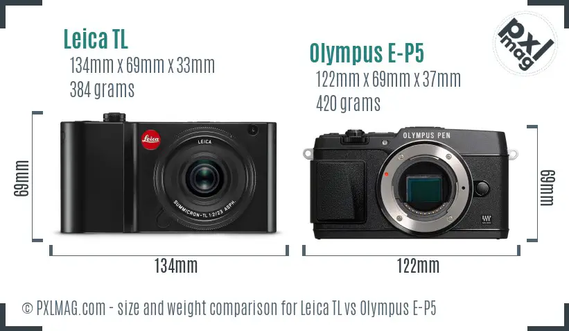 Leica TL vs Olympus E-P5 size comparison