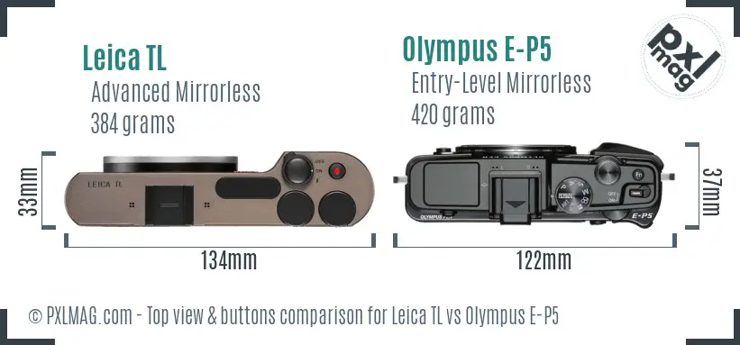 Leica TL vs Olympus E-P5 top view buttons comparison