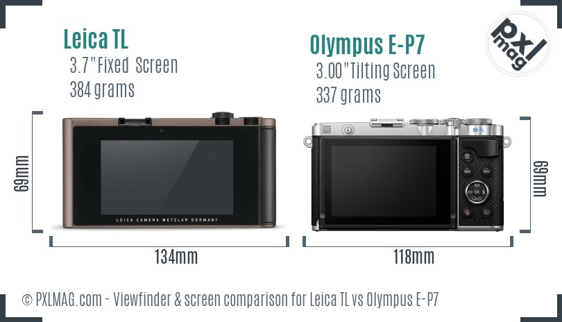 Leica TL vs Olympus E-P7 Screen and Viewfinder comparison