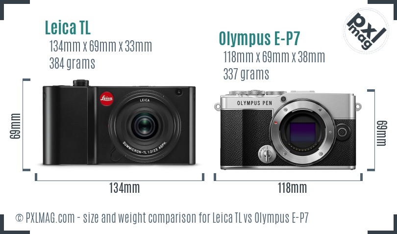 Leica TL vs Olympus E-P7 size comparison