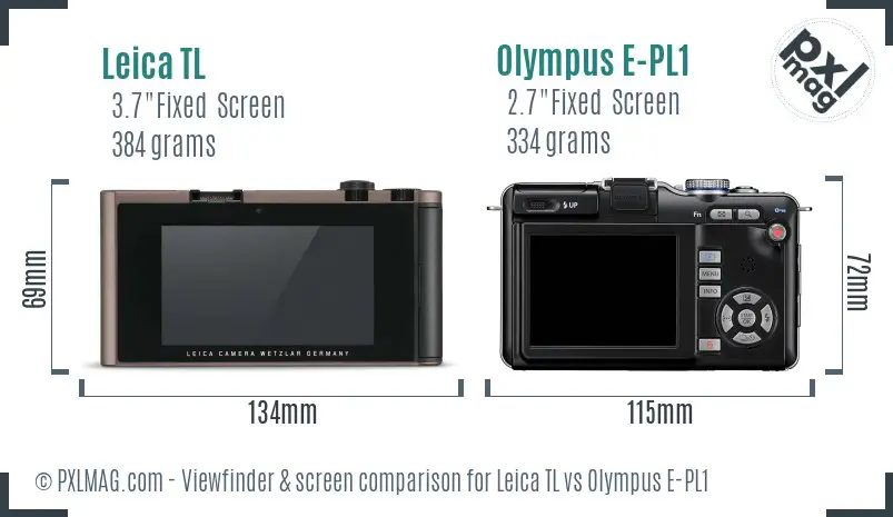 Leica TL vs Olympus E-PL1 Screen and Viewfinder comparison