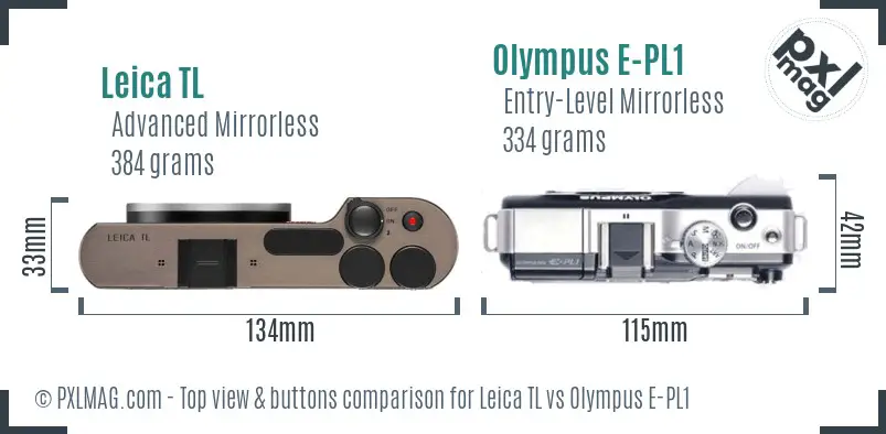 Leica TL vs Olympus E-PL1 top view buttons comparison