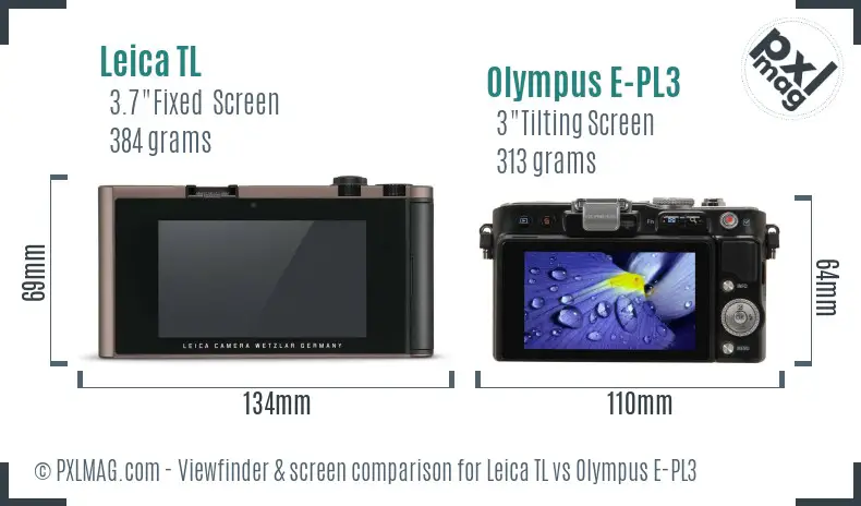 Leica TL vs Olympus E-PL3 Screen and Viewfinder comparison
