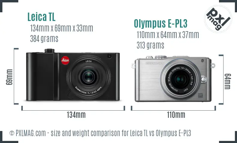 Leica TL vs Olympus E-PL3 size comparison