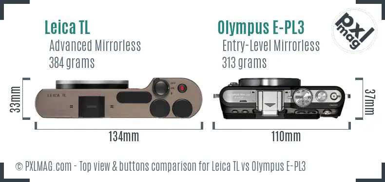 Leica TL vs Olympus E-PL3 top view buttons comparison