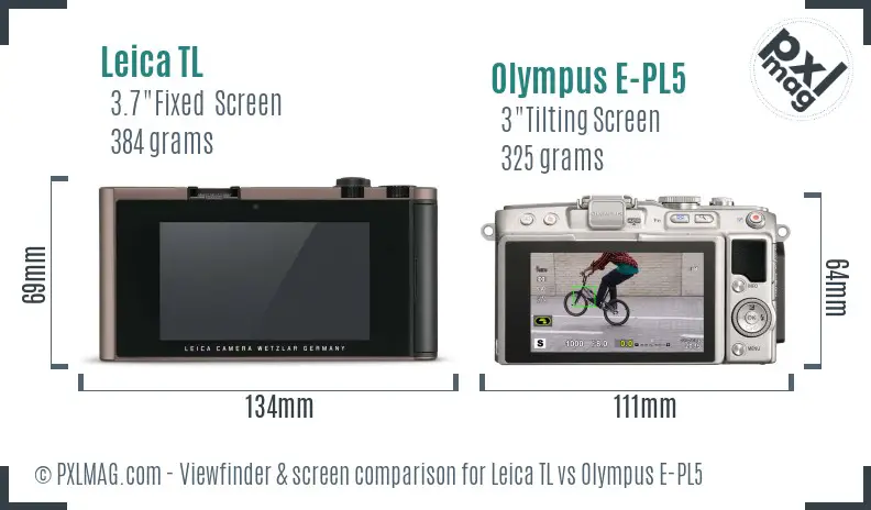 Leica TL vs Olympus E-PL5 Screen and Viewfinder comparison