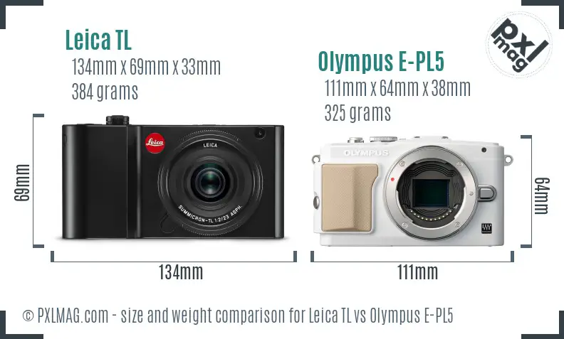 Leica TL vs Olympus E-PL5 size comparison